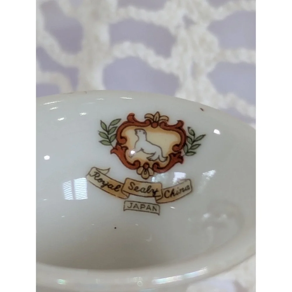 Vintage Royal Sealy China Floral Lusterware Broth Dish Gold Trim 1950s